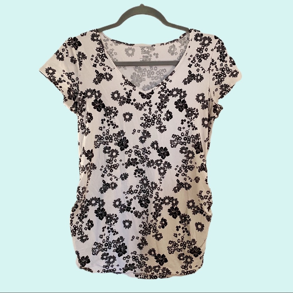 Old Navy Maternity Black & White Floral Shirt M